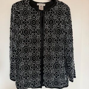 Adrianna Papell Black and White Patterned Blazer